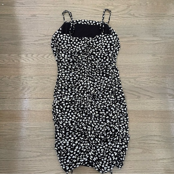 Bar III Black Floral Ruched Spaghetti Strap Dress Size Medium - Picture 1 of 9